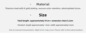 Guide des tailles détaillé pour collier en acier titane avec placage or et zircone