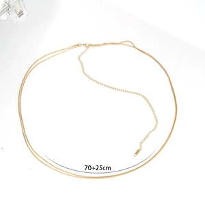 Minimalist double-layered gold snake chain waist belt with adjustable 70+25cm length