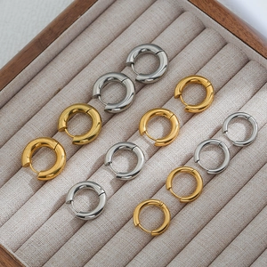 Chunky stainless steel hoop earrings in gold and silver finish for women and men