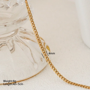 Collana a catena cubana in acciaio inossidabile dorato da 4mm con estensione 40+5cm