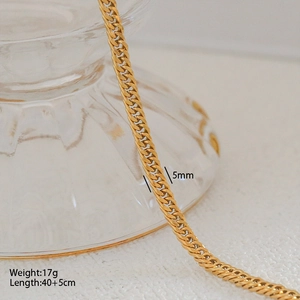 Collana a catena groumette dorata da 5mm in acciaio inox con lunghezza 40+5cm