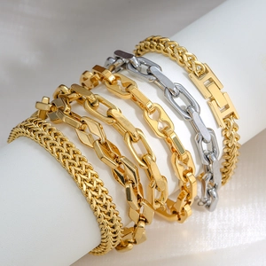 18K Gold Plated Stainless Steel Miami Cuban Link Bracelet For Women Men Hip Hop Paperclip Wheat Chain Fashion Jewelry Gift