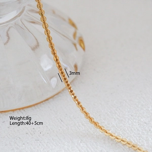 Collana a sfere dorata in acciaio inossidabile da 3mm, lunghezza 40cm più 5cm