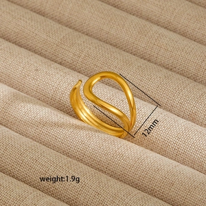 Macro detail of irregular 18K gold plated stainless steel ring, 12mm width and 1.9g weight