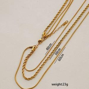 Set di collane a triplo strato in oro con catene a serpente e fune da 40cm 50cm 60cm