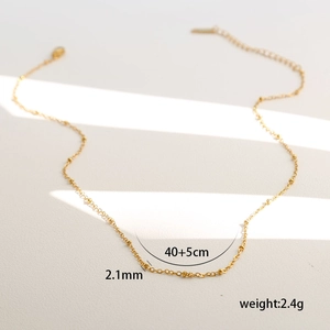 Minimalist golden beaded satellite chain necklace with lobster clasp and adjustable length