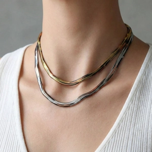 Collar de Cadena de Hueso de Serpiente Plana de Acero Inoxidable 304 Minimalista para Mujer Joyería de Moda Choker Hip Hop