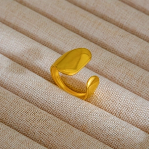 Macro di anello regolabile minimalista in acciaio inossidabile placcato oro 18K