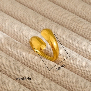 Detail shot of irregular 18K gold plated stainless steel ring with 16mm inner diameter