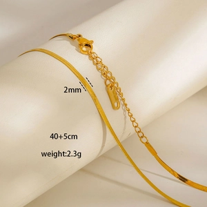 Collar de cadena de serpiente dorada de 2mm bañada en oro 18K con largo ajustable 40+5cm