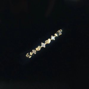 Simple Heart Shaped Zirconia Copper Ring For Women Real Gold Plated Romantic Fashion Jewelry Wedding Valentine Day Gift