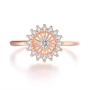 Exquisito Anillo de Cobre en Forma de Flor Chapado en Oro Real Zirconia Incrustada Joyería de Moda Minimalista para Mujer Boda Fiesta Regalo