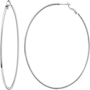 Polished S925 sterling silver hoop earrings with a sleek thin circular design for women