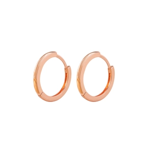 Sleek rose gold huggie hoop earrings with a polished finish for a minimalist daily look