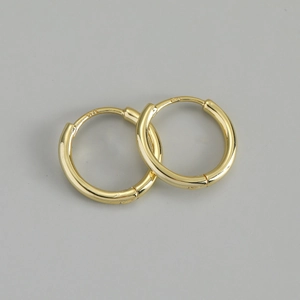 Classic minimalist 925 sterling silver gold plated hoop earrings with polished finish
