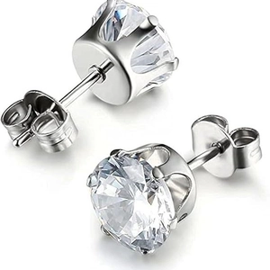 Classic 925 silver stud earrings featuring brilliant round cubic zirconia in a six-prong setting