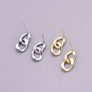 Minimalist Irregular Twisted Double Loop Copper Earrings With 925 Sterling Silver Earring Post Gold Silver Plated Jewelry