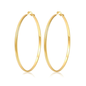 Macro shot of S925 hallmark on 3mm wide polished gold hoop earrings with silver needles