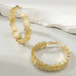 Modern Geometric Irregular Stacked Hoop Earrings For Women Fashion Copper Gold Silver Plated Jewelry With Silver Post