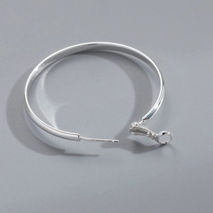 Minimalist 3mm wide silver hoop earring with smooth polished finish and latch back closure