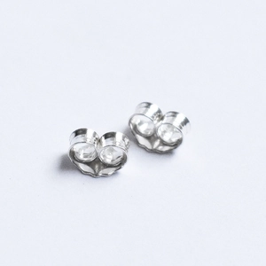 Pair of 925 sterling silver butterfly earring backs with polished metallic finish