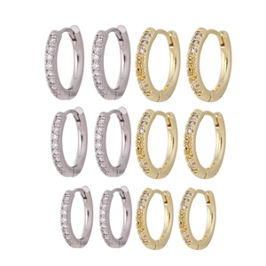 6 Paia di orecchini a cerchio in argento 925 con cristalli in oro e argento unisex