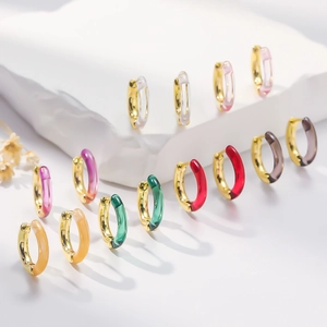 Orecchini a Cerchio in Rame e Acrilico Colorati di Moda per Uomo e Donna Galvanici Personalizzati Cerchio Giuntato Gioielli