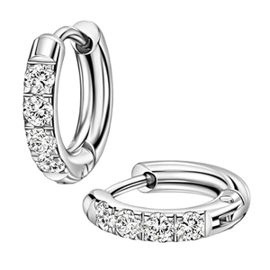 Orecchini a Cerchio Huggie in Rame alla Moda per Donna Unisex Perno in Argento Sterling 925 con Strass Pavé Oro Argento Gioielli