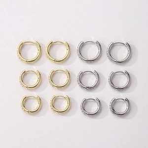 Orecchini a cerchio S925 argento sterling con cristalli in finiture oro e argento
