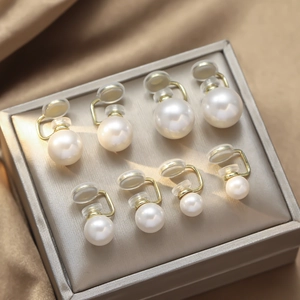 Boucles d'Oreilles Clips en Künstliche Perles d'Imitation Non Percées en Cuivre Plaqué Or Avec Coussinets en Silicone Doux Bijoux Femme