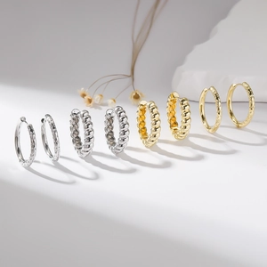Hypoallergene Koperen Oorknoppen Voor Vrouwen Goud Zilver Verguld Grote Gedraaide Gehamerd Getextureerde Cirkel Oorbellen Sieraden