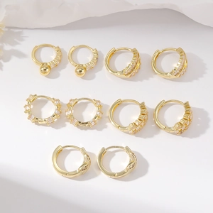 Exquisite gold-plated hoop earrings set with micro-paved cubic zirconia accents