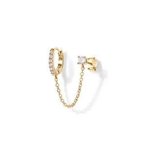 14K gold plated S925 silver sun drop chain earrings with sparkling cubic zirconia studs