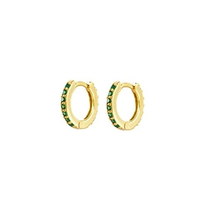 14K gold plated 925 silver hoop earrings featuring sparkling green zircon stones