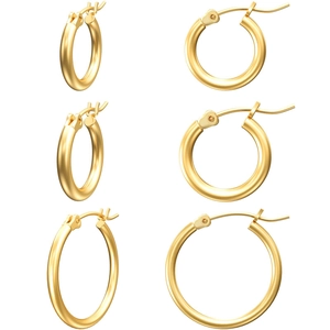 Minimalist Copper Hoop Earrings For Women High Polished Electroplated Gold Silver Plated Classic Circular Loop Earrings Fashion Jewelry
