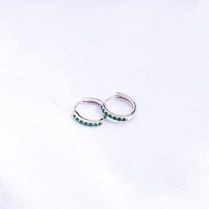 Classic Round Copper Huggie Earrings With Micro Inlaid Zirconia 925 Sterling Silver Earring Post Gold Silver Plated Hoop Earrings For Women