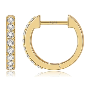 Luxury Copper Hoop Earrings With 925 Sterling Silver Earring Post Rhinestone Inlaid Gold Silver Rose Gold Huggie Jewelry