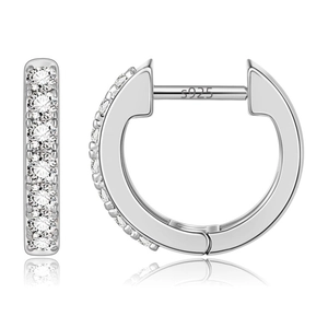 Classic S925 sterling silver hoop earrings with sparkling cubic zirconia inlay