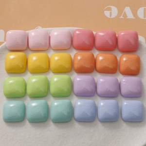 Polished Macaron Color Resin Square Patches For DIY Jewelry Earring Making Phone Case Decor Craft Supplies Accessories