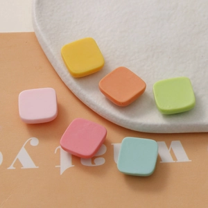 Colorful 15mm macaron square resin charms set for DIY jewelry and phone case making