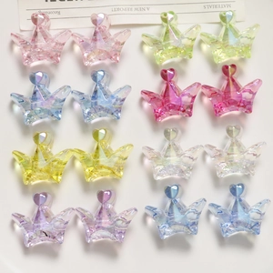 Iridescent Crown Heart Acrylic Beads For DIY Jewelry Making Korean Style Handcrafted Hair Accessory Phone Chain Material