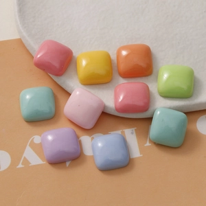 Polished macaron square resin charms for DIY earring and phone case crafts