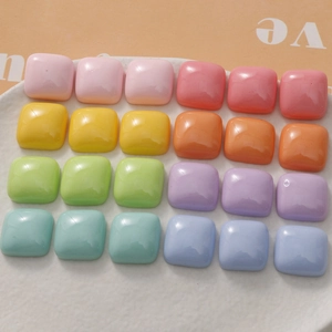 Set of 24 colorful macaron resin square charms for DIY jewelry and phone case making