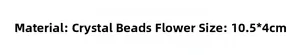 Specifications of crystal bead flower accessory with dimensions 10.5x4cm details