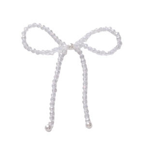 Elegant crystal beaded bow accessory with white pearls for hairpins and DIY jewelry making