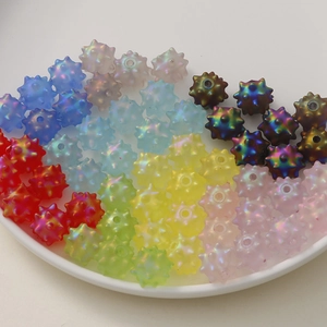 Colorful matte acrylic sea urchin beads for DIY jewelry making in various vibrant colors