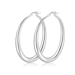 Polished silver S925 sterling silver chunky hoop earrings with high-gloss metallic finish