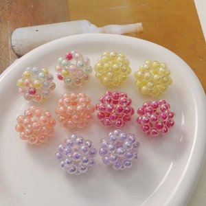 Handmade Woven Acrylic Bead Ball DIY Jewelry Accessories Colorful Hollow Cluster Bead For Earring Headwear Making Crafting