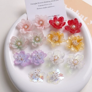 Accesorios de Joyería de Pétalos de Flores Degradados Hechos a Mano Con Perla Artificial Cristal DIY para Pendientes de Mujer