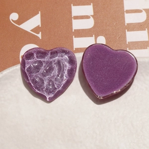 Purple glitter resin heart charms with water ripple texture for DIY phone case making